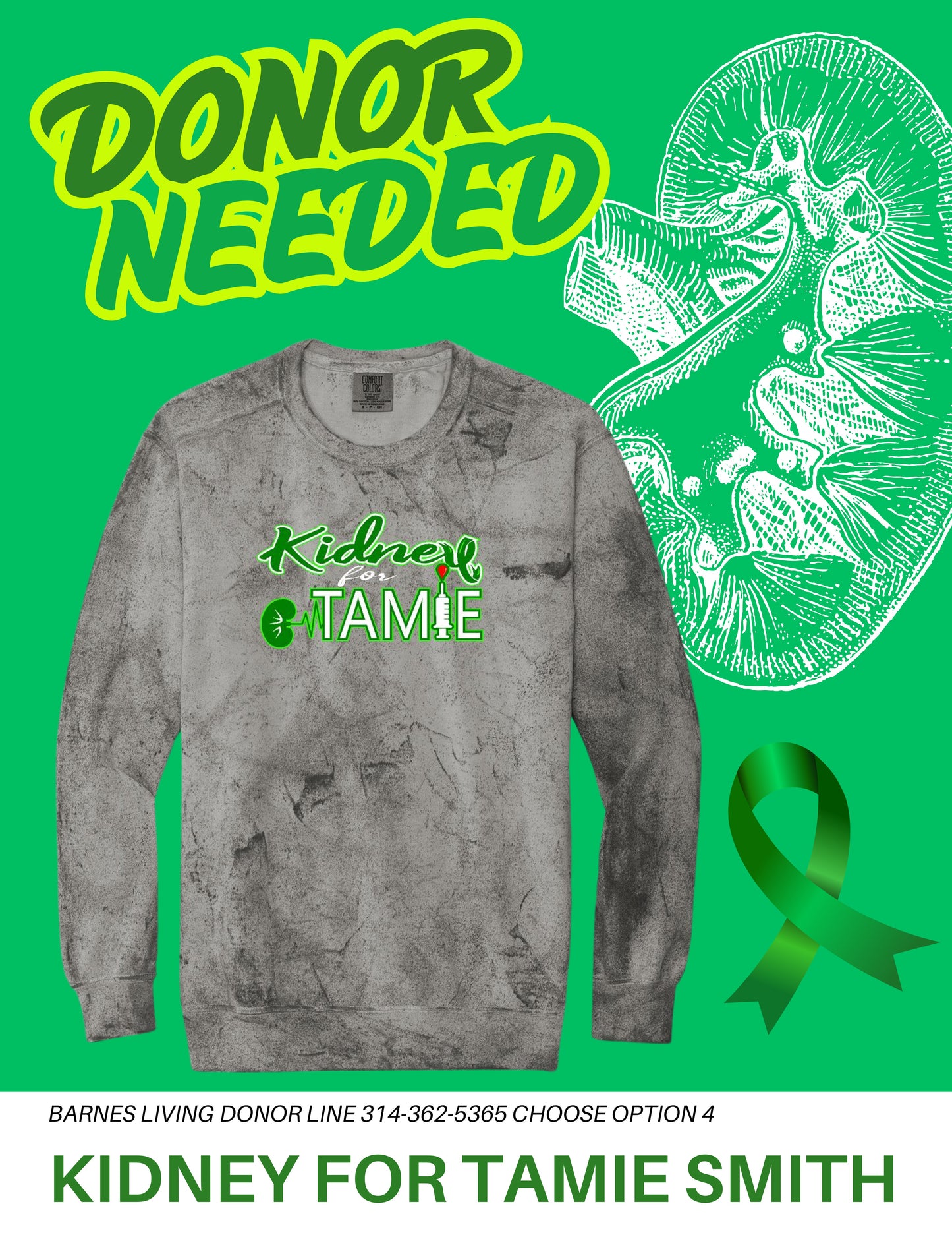 Kidney for Tamie Comfort Colors - Colorblast™ Crewneck Sweatshirt (P.1545)
