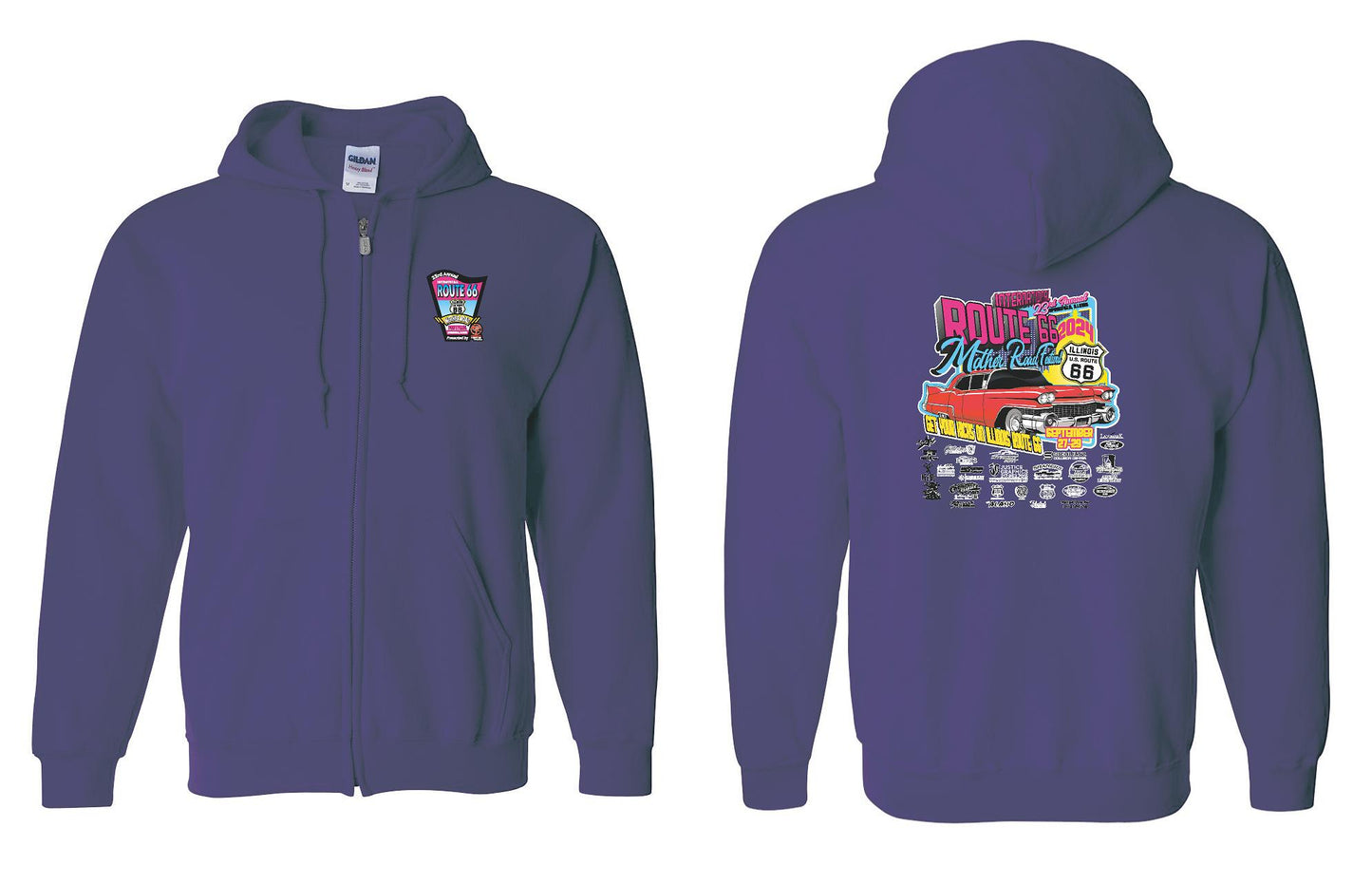 23RD ANNUAL ROUTE 66 MOTHER ROAD FESTIVAL 2024 UNISEX FULL ZIP HOODED SWEATSHIRT (P.18600)
