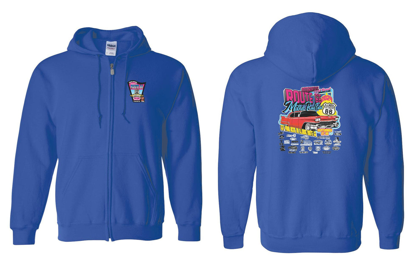 23RD ANNUAL ROUTE 66 MOTHER ROAD FESTIVAL 2024 UNISEX FULL ZIP HOODED SWEATSHIRT (P.18600)