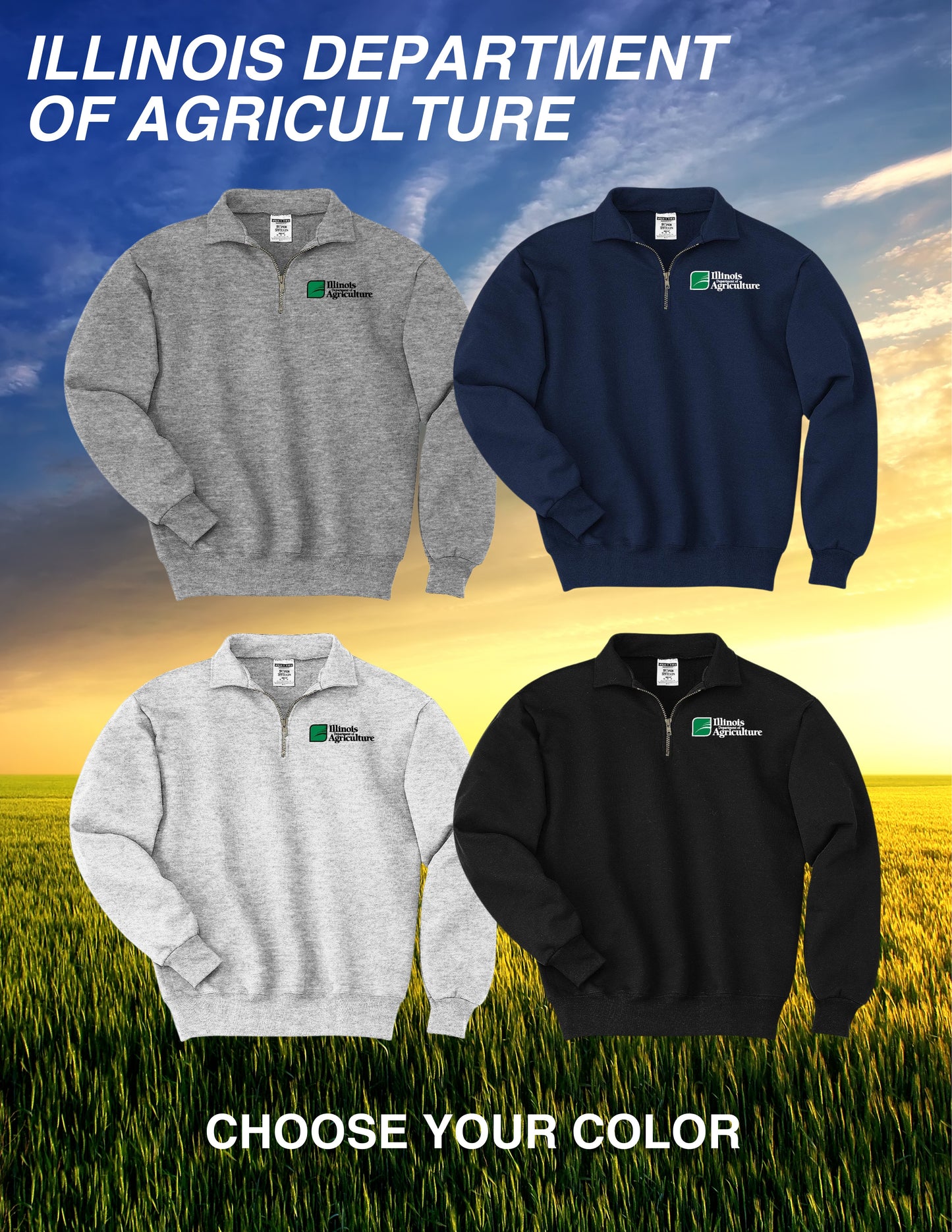 Illinois Department of Agriculture JERZEES - Super Sweats NuBlend® Quarter-Zip Cadet Collar Sweatshirt (E.4528M)