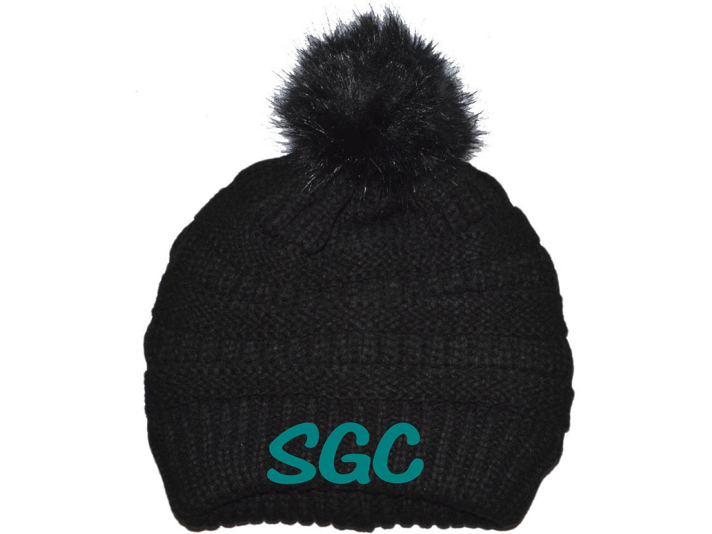 SPRINGFIELD GYMNASTICS CENTER Winter Beanie W/Fur Pom-Pom - Warm Knit Soft Ladies Beanie Hat (E.5332)
