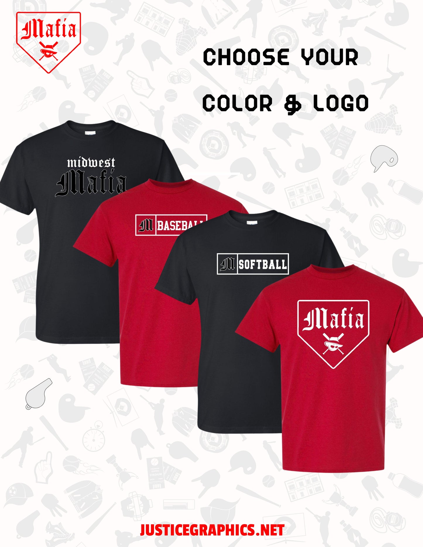 MAFIA BASEBALL/SOFTBALL YOUTH/UNISEX TSHIRT (P.8000/8000B)