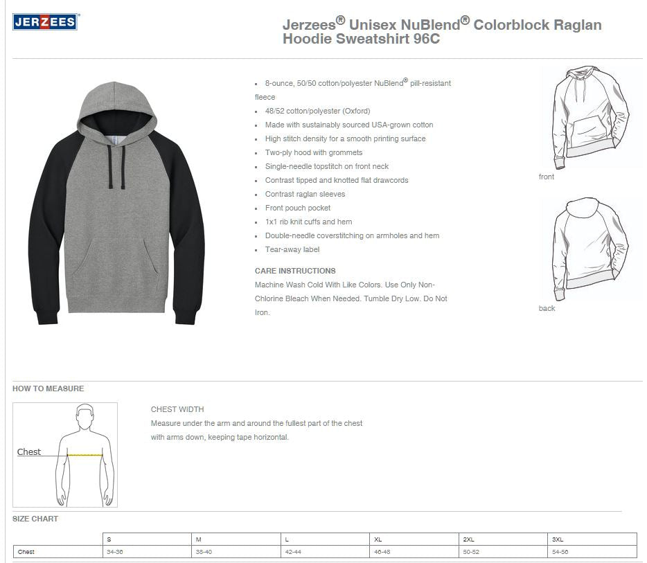 Chester-East Lincoln Jerzees® Unisex NuBlend® Colorblock Raglan Hoodie Sweatshirt (P.96C)