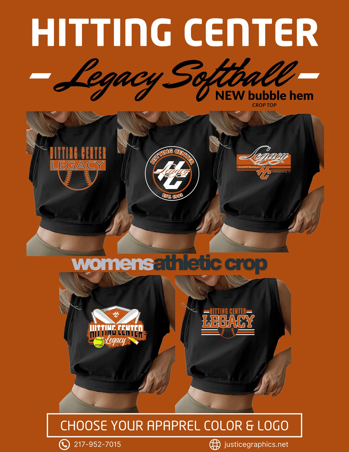 Hitting Center Legacy Softball Sleeveless Bubble Crop Top (P.AZN_SBC)