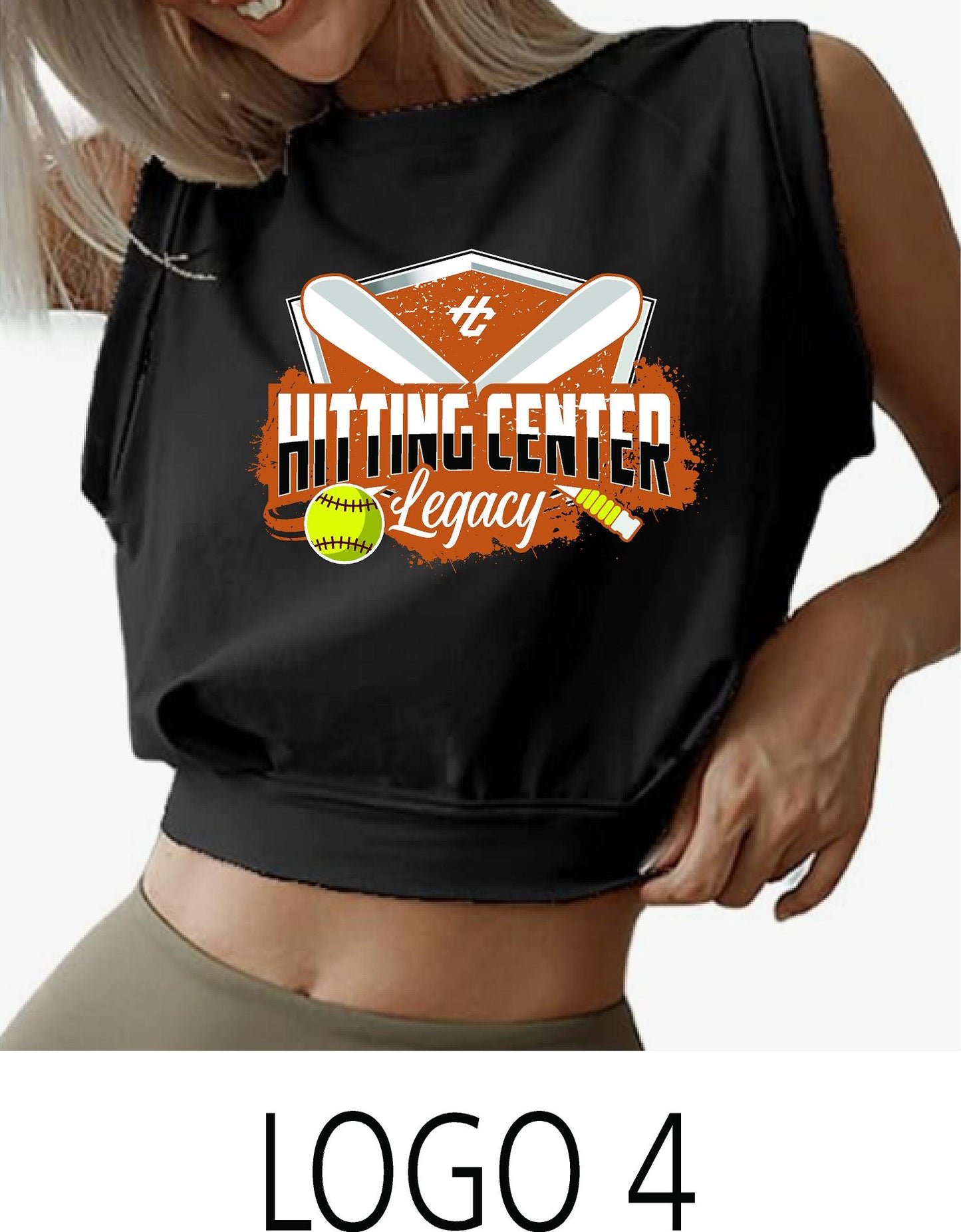 Hitting Center Legacy Softball Sleeveless Bubble Crop Top (P.AZN_SBC)