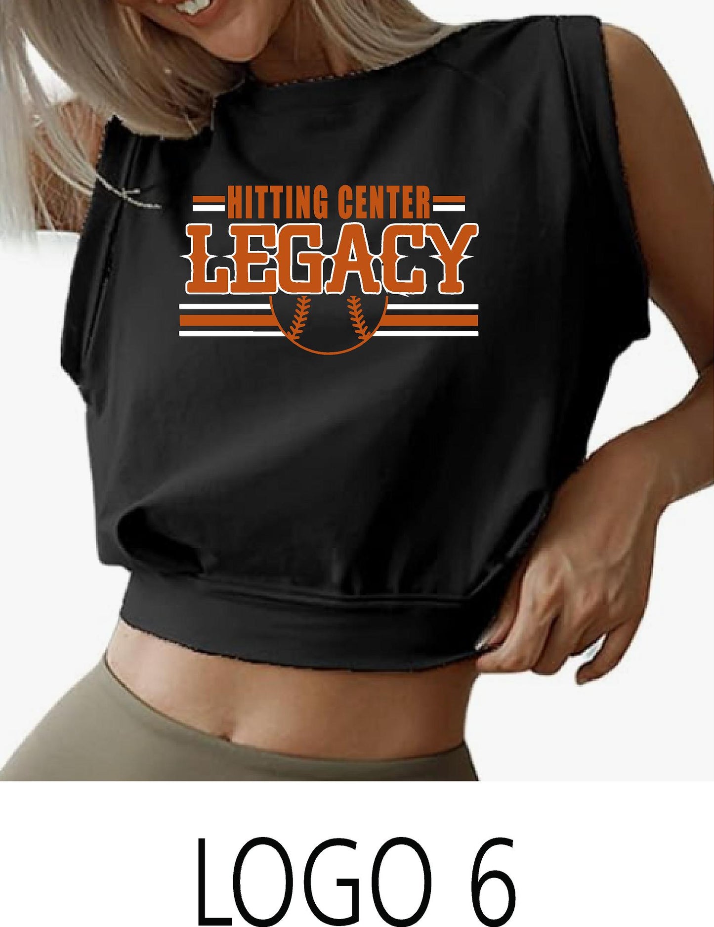 Hitting Center Legacy Softball Sleeveless Bubble Crop Top (P.AZN_SBC)