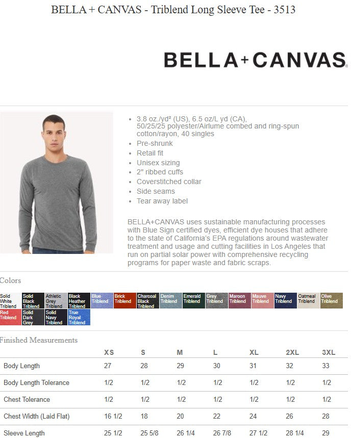 #TEAMTERESA BELLA + CANVAS LONGSLEEVE TEE (P.3513Y/3513)