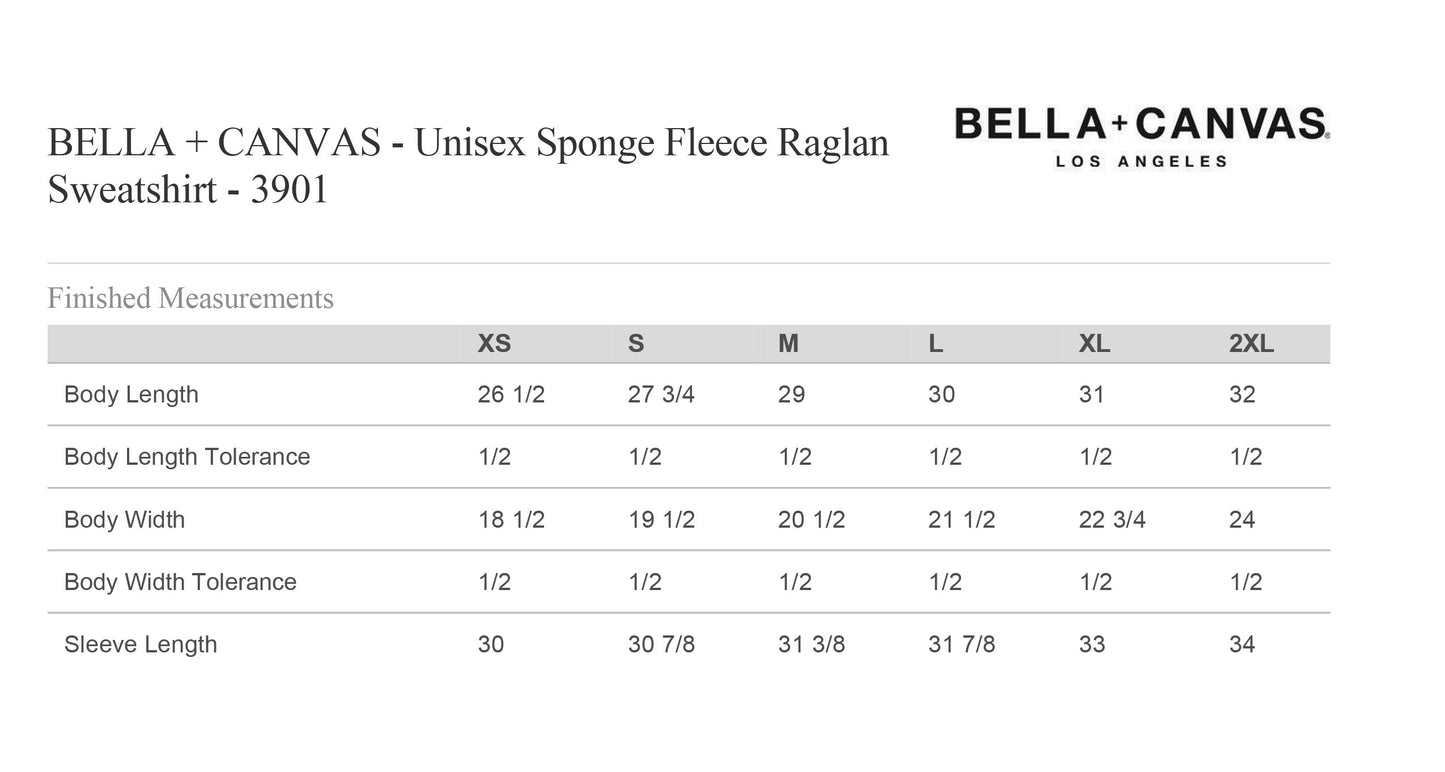 #TEAMTERESA BELLA + CANVAS RAGLAN CREWNECK SWEATSHIRT (P.3901)