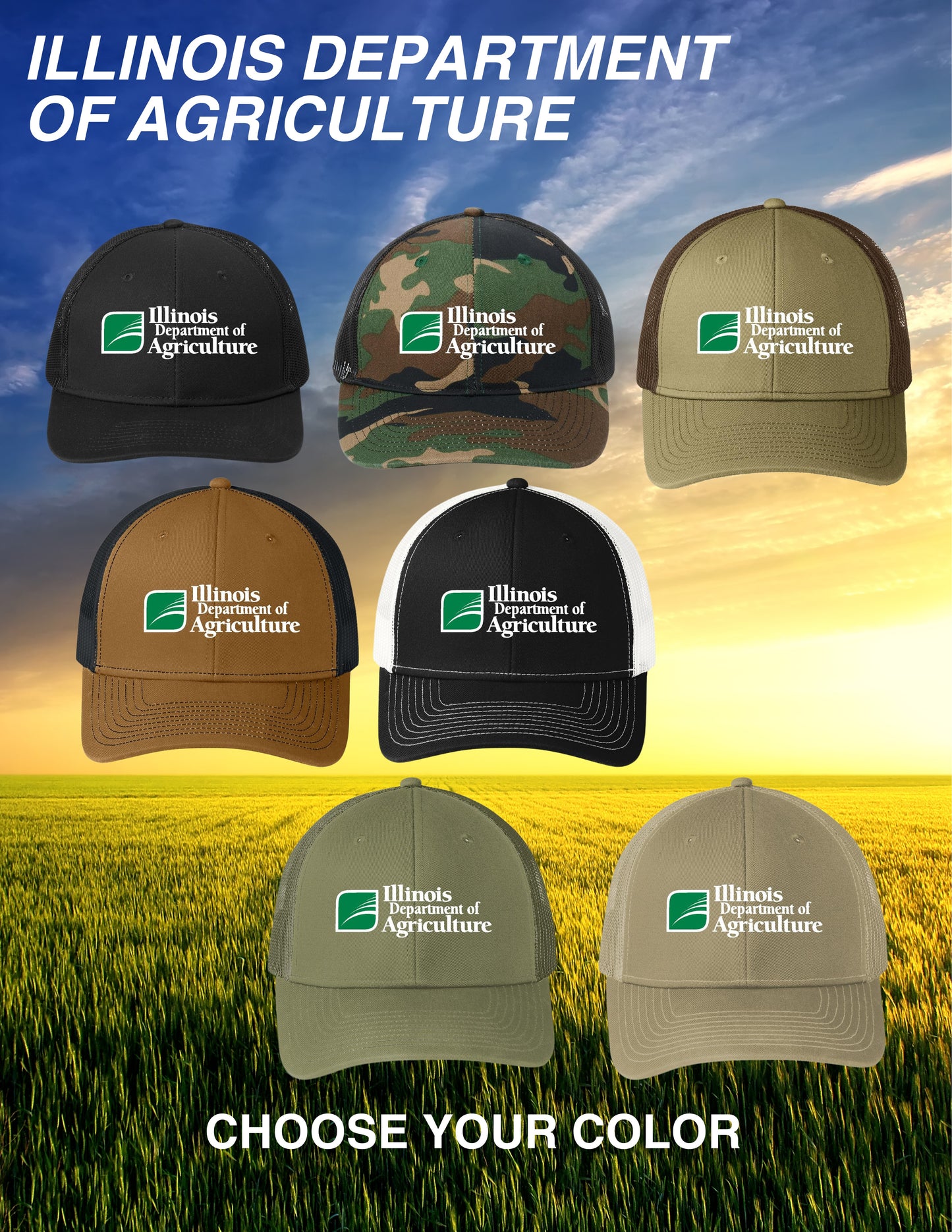 Illinois Department of Agriculture Snapback Trucker Hat (E.C112)