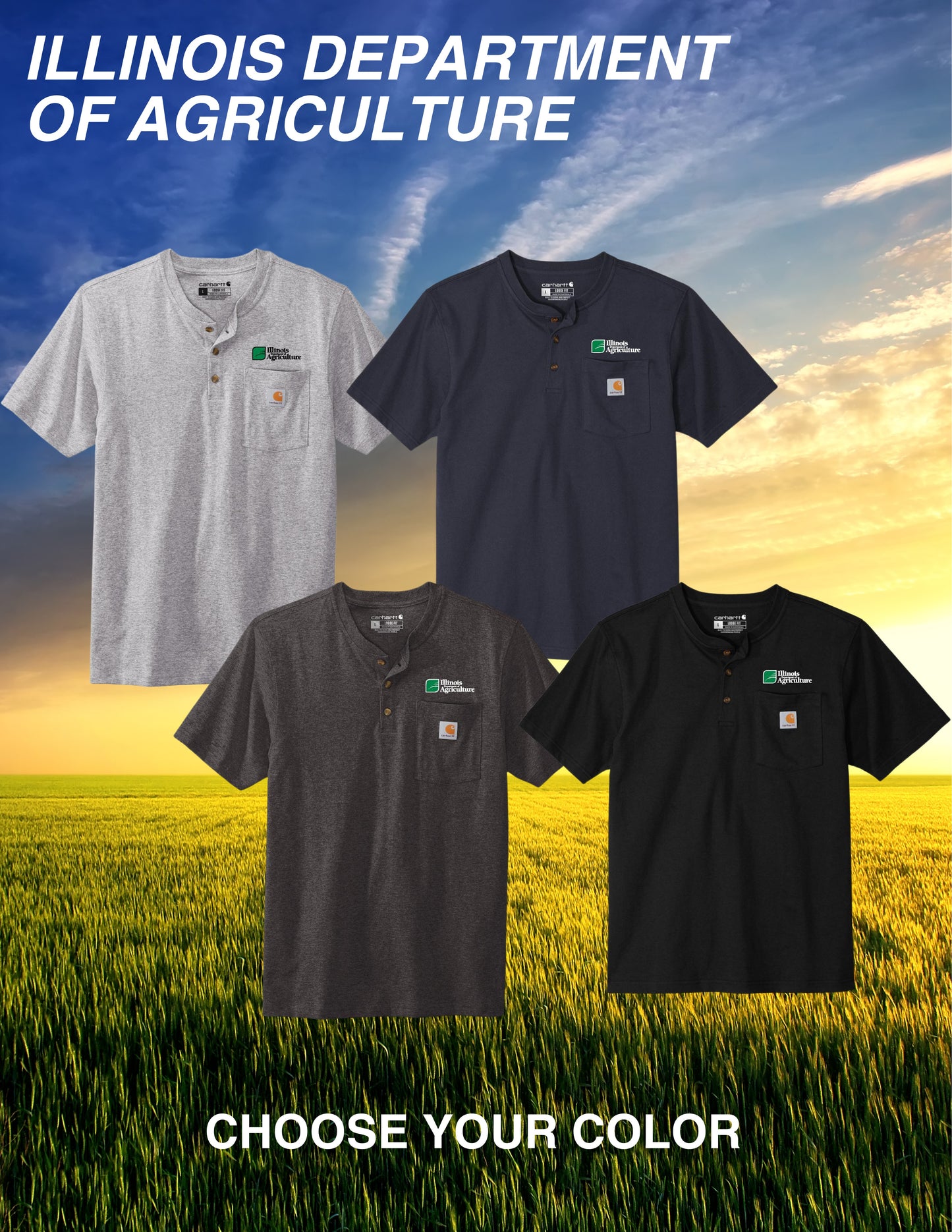 Illinois Department of Agriculture Carhartt® Short Sleeve Henley T-Shirt (E.CTK84)