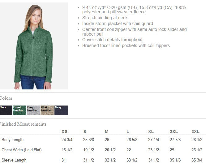 IDCEO Bristol Full-Zip Sweater Fleece Jacket (E.DG793/DG793W)