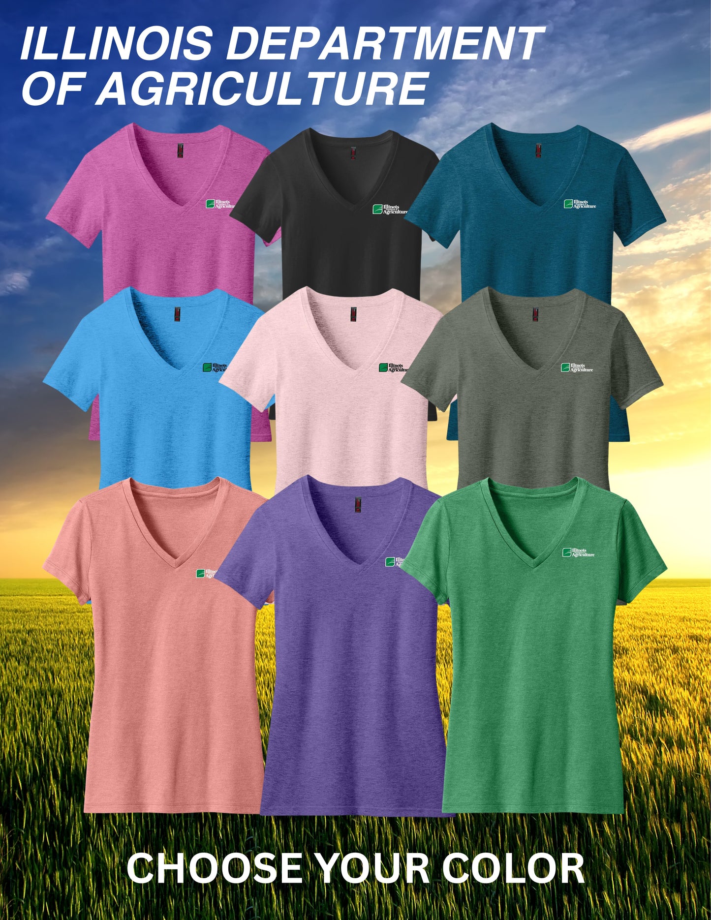 Illinois Department of Agriculture District ® Women’s Perfect Blend ® V-Neck Tee (E. DM1190L)