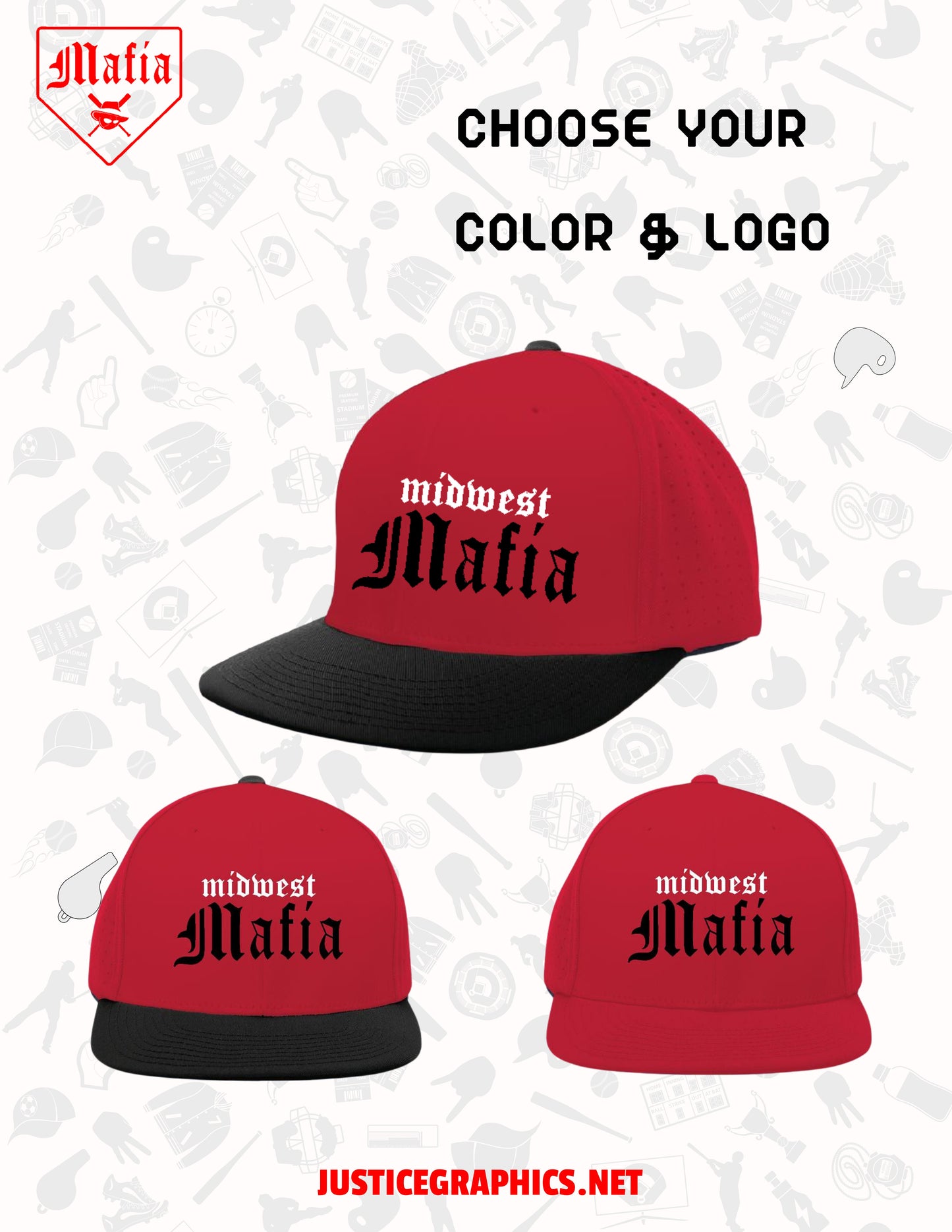 MAFIA BASEBALL/SOFTBALL PERFORATED PERFORMANCE FLEXFIT® CAP (E. ES474)