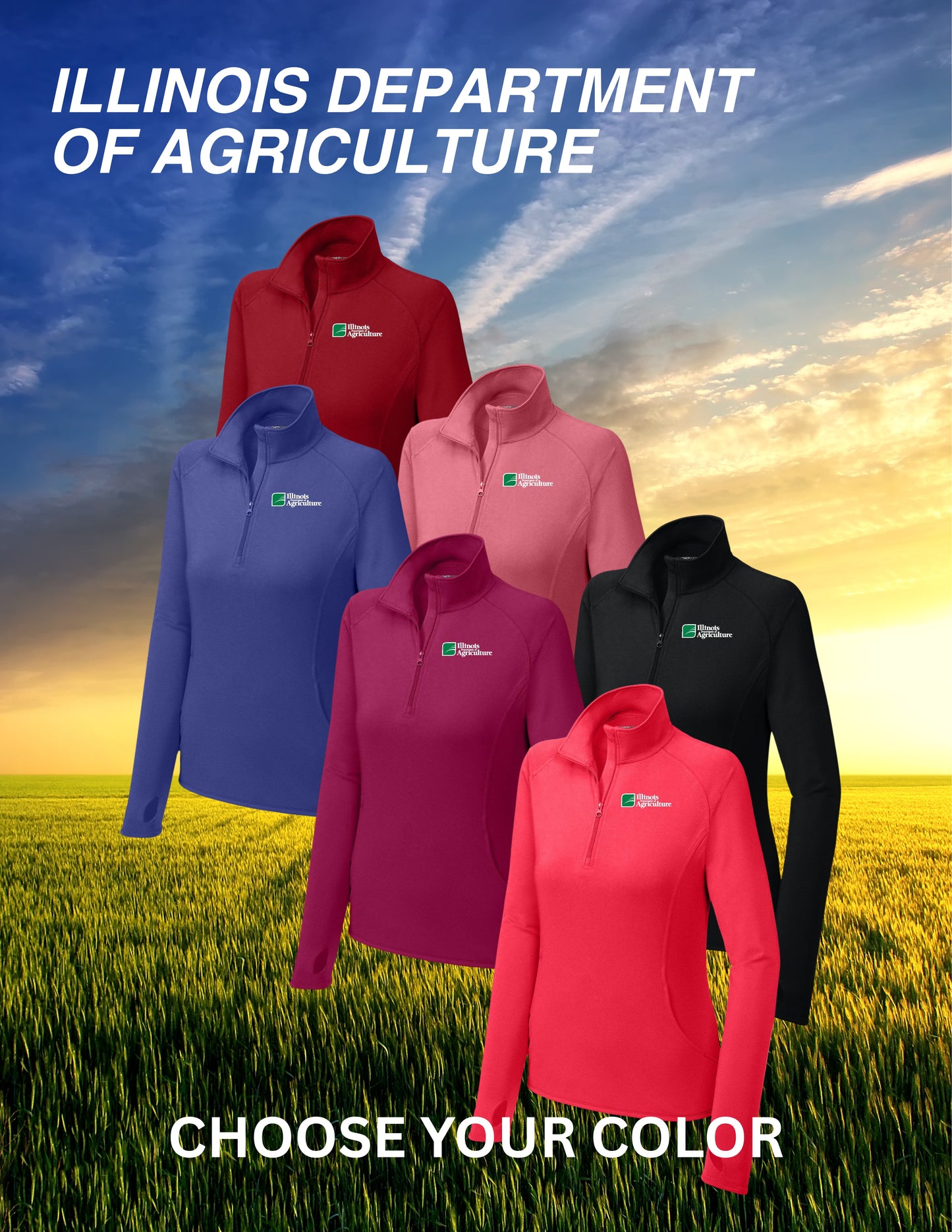 Illinois Department of Agriculture Sport-Tek® Ladies Sport-Wick® Stretch 1/2-Zip Pullover (E.LST850)