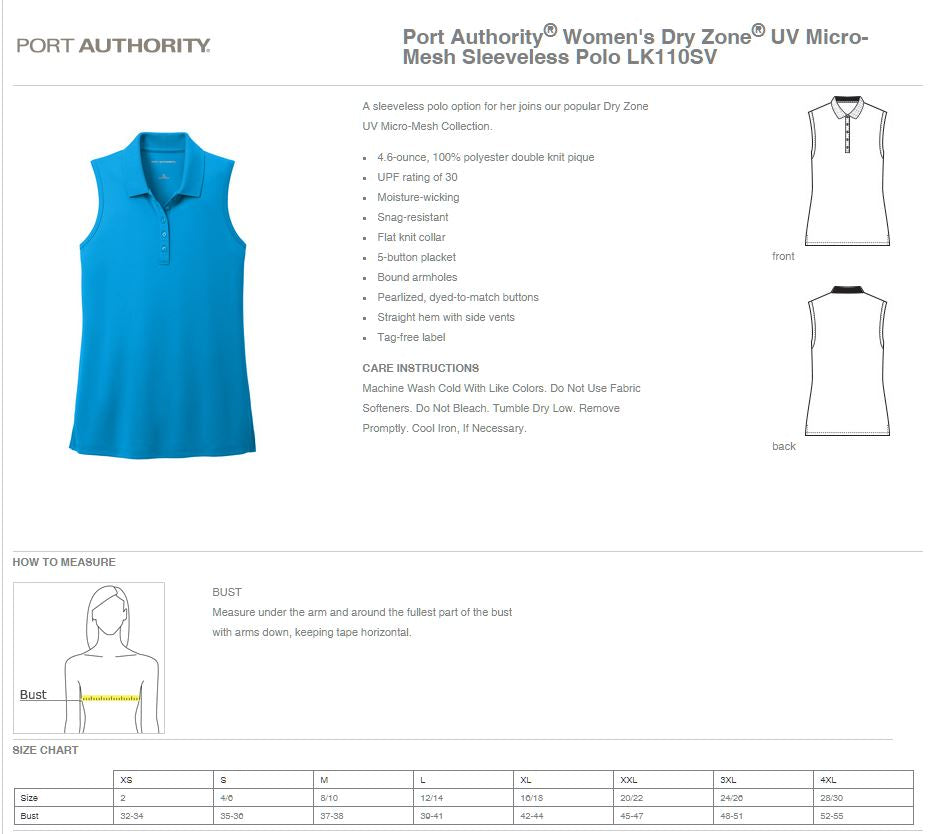 Illinois Department of Agriculture Port Authority® Women's Dry Zone® UV Micro-Mesh Sleeveless Polo (E.LK110SV)