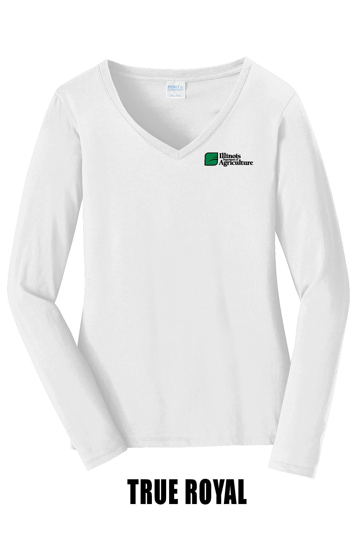 Illinois Department of Agriculture Port & Company® Women's Long Sleeve Fan Favorite™; V-Neck Tee (E.LPC450LVS)