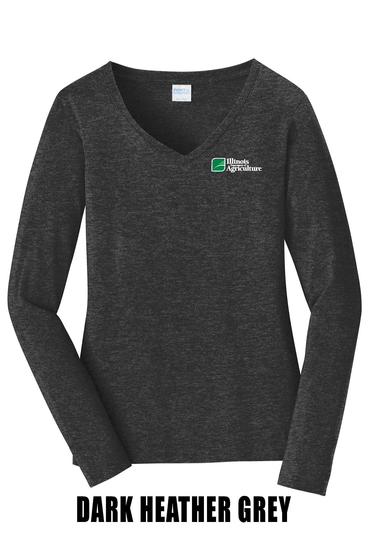 Illinois Department of Agriculture Port & Company® Women's Long Sleeve Fan Favorite™; V-Neck Tee (E.LPC450LVS)