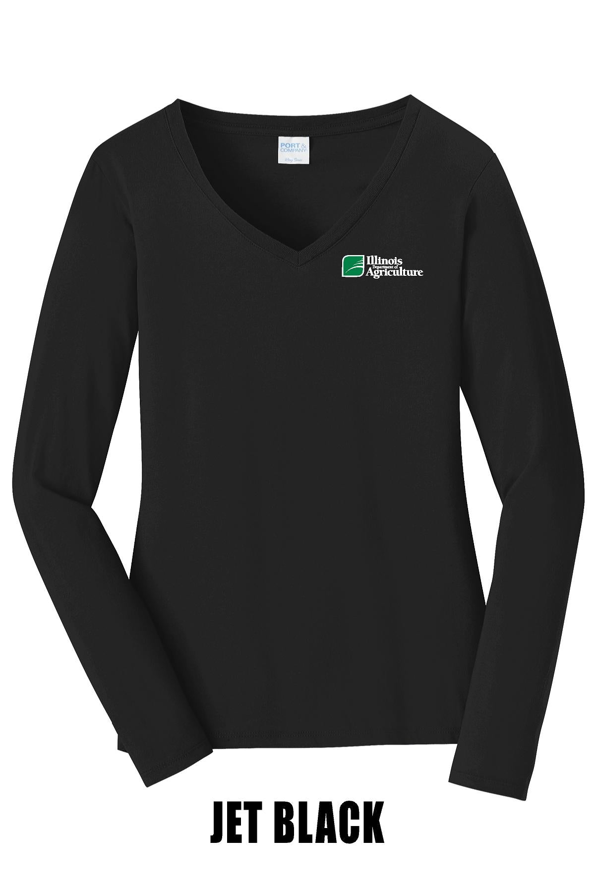 Illinois Department of Agriculture Port & Company® Women's Long Sleeve Fan Favorite™; V-Neck Tee (E.LPC450LVS)