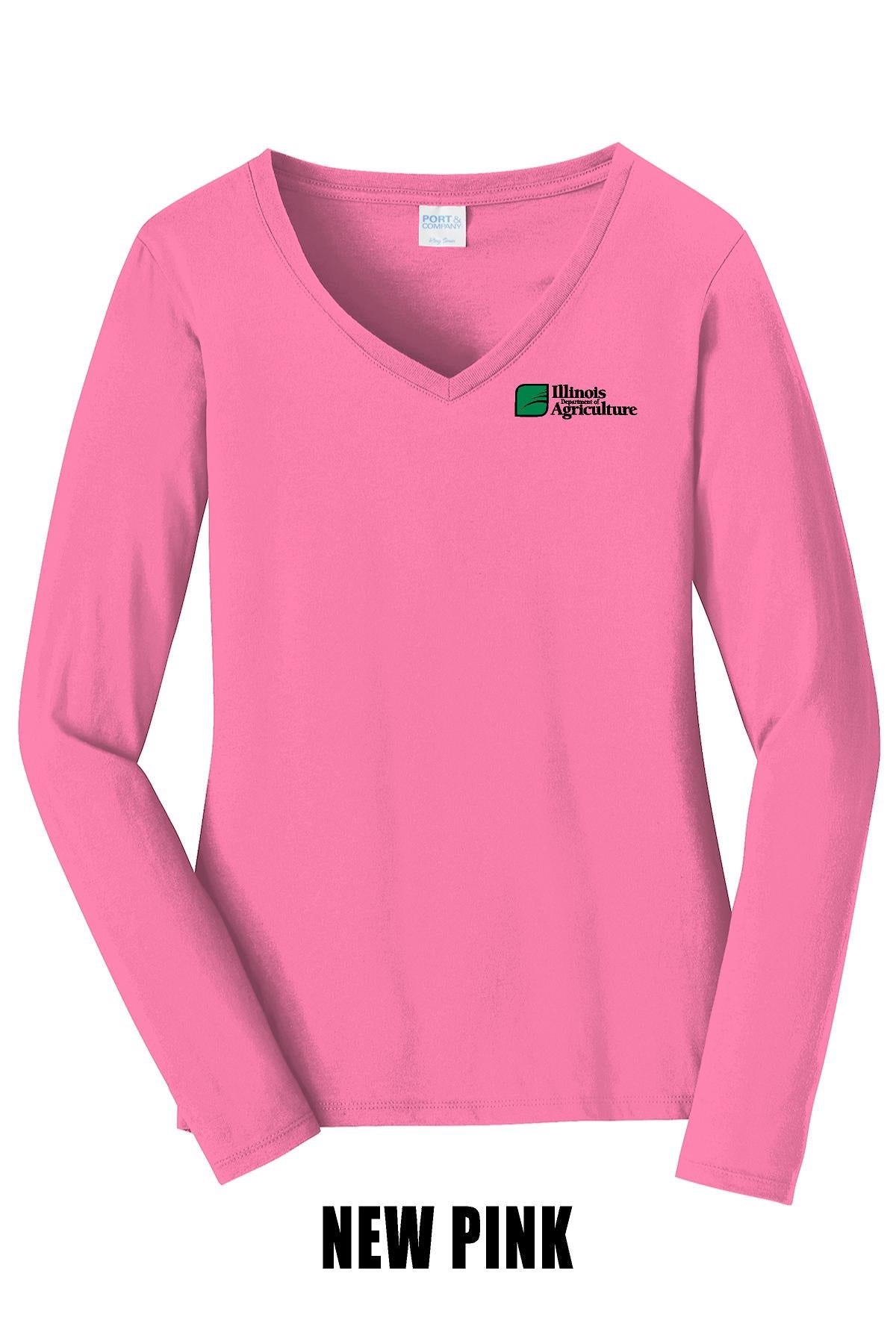 Illinois Department of Agriculture Port & Company® Women's Long Sleeve Fan Favorite™; V-Neck Tee (E.LPC450LVS)