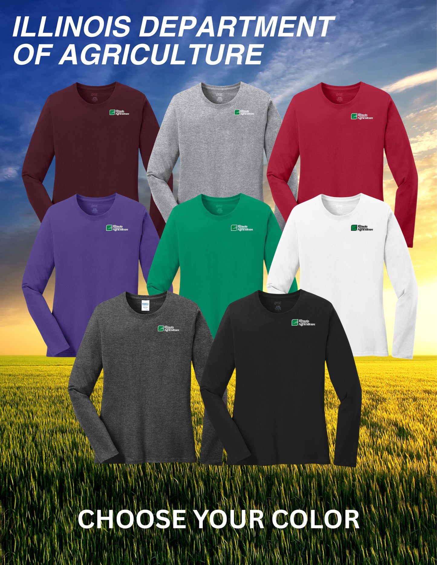 Illinois Department of Agriculture Port & Company® Women's Long Sleeve Core Cotton Tee (E.LPC54LS)
