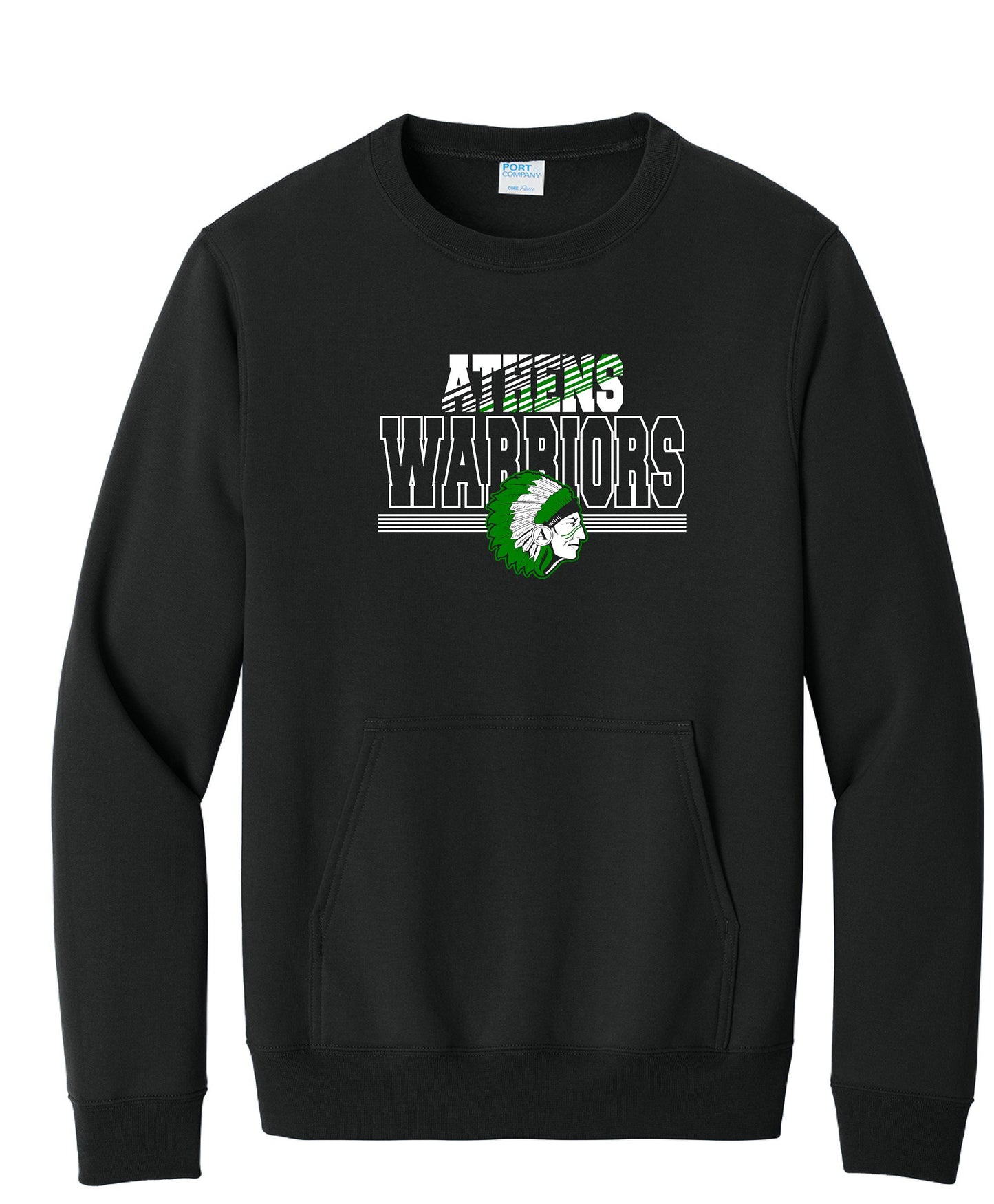 ATHENS BOOSTERS Port & Co™ Core Fleece Crewneck Pocket Sweatshirt (P.PC78PKT)