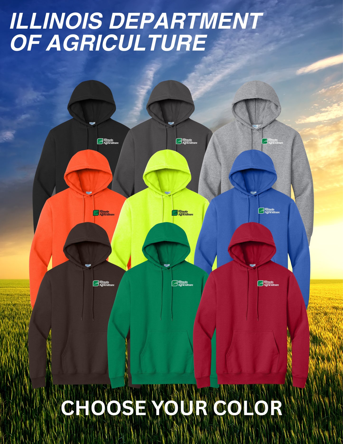 Illinois Department of Agriculture PORT & COMPANY® ESSENTIAL FLEECE PULLOVER HOODED SWEATSHIRT (P.PC90H)