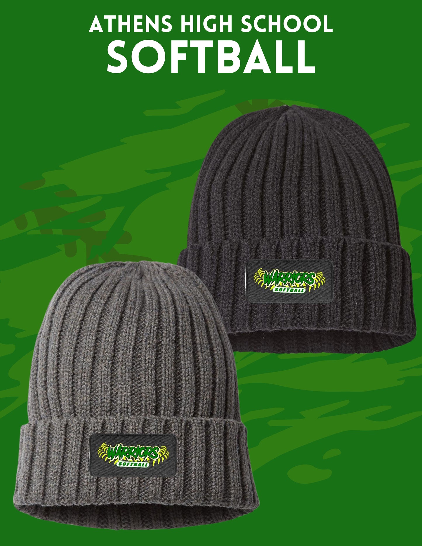 Athens High School Softball Atlantis Headwear - Sustainable Cable Knit Cuffed Beanie (E.SHORE)