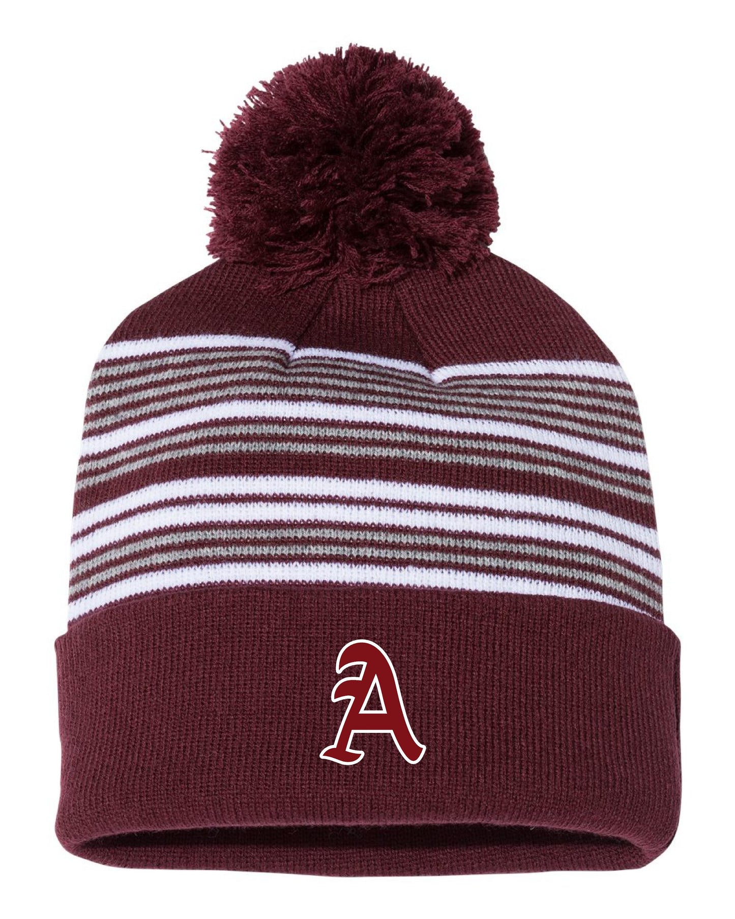 Arsenal Baseball 12" Striped Pom-Pom Knit Beanie - (EMB.SP60)