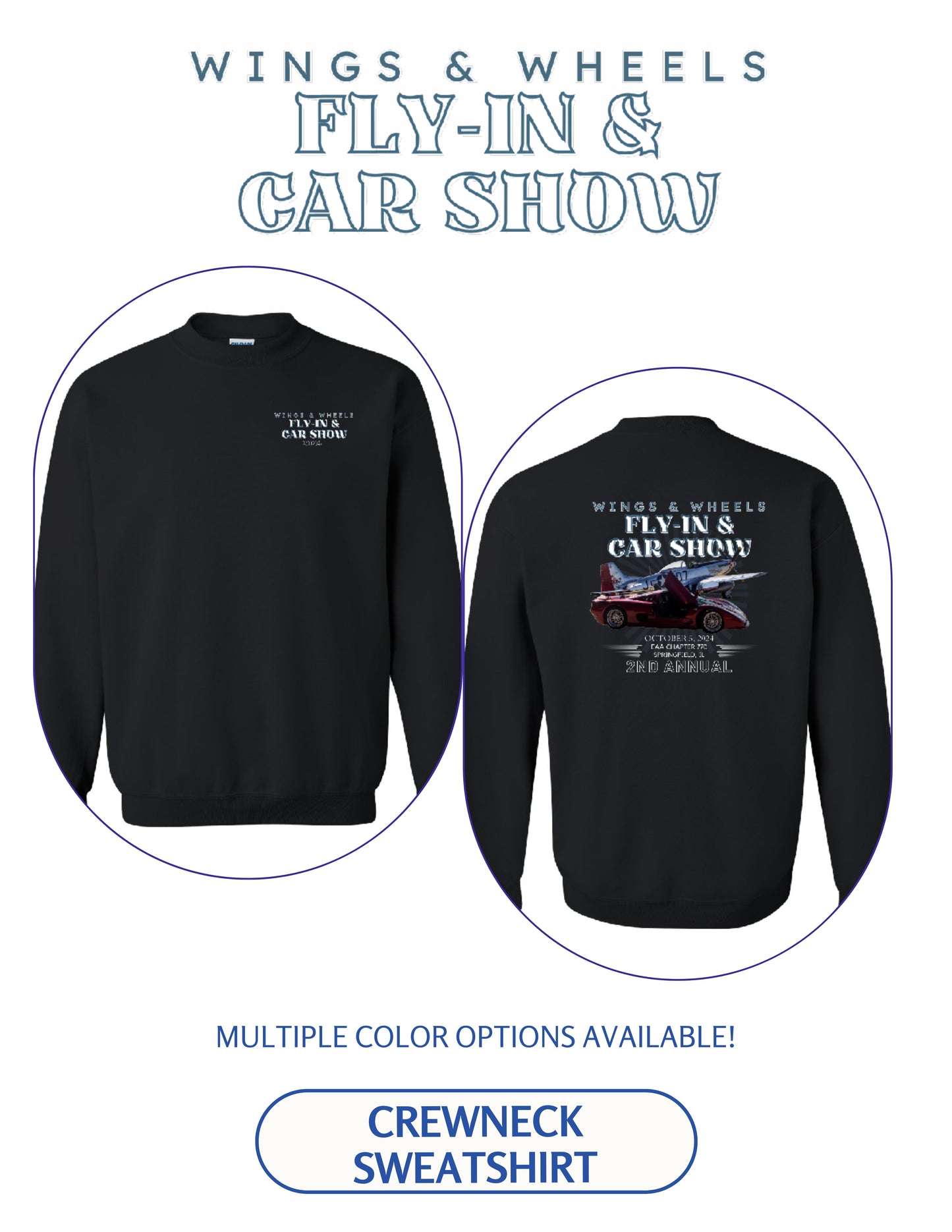WINGS & WHEELS FLY-IN & CAR SHOW CREW SWEATSHIRT (P.18000)