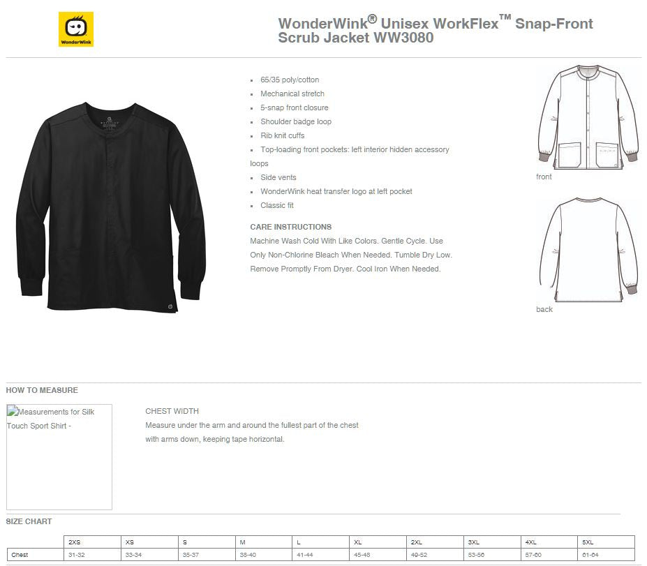 SIU Medicine Dermatology WonderWink® Unisex WorkFlex™ Snap-Front Scrub Jacket (E. WW3080)