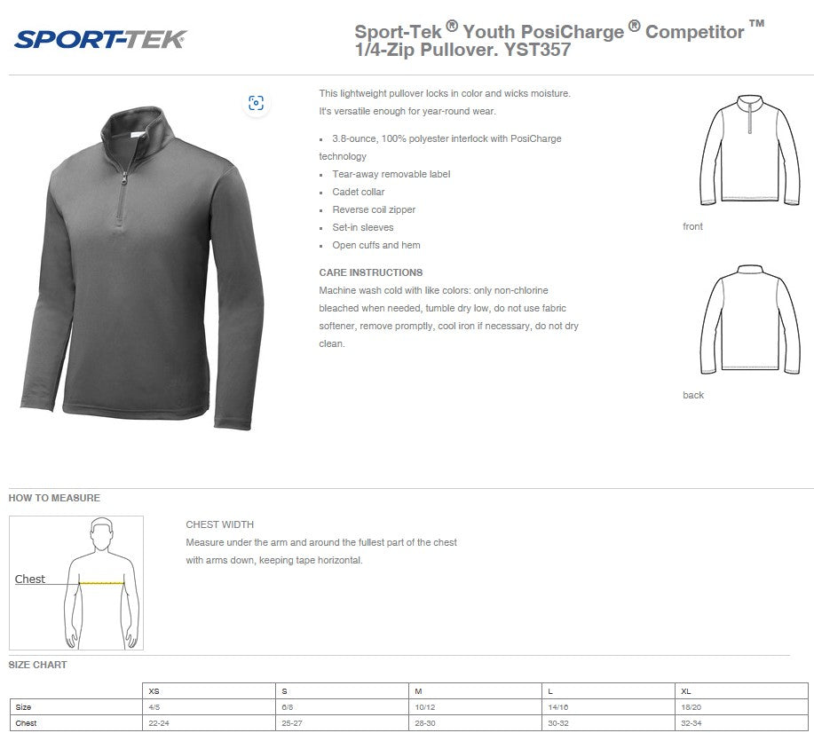 ATHENS BOOSTERS Sport-Tek® PosiCharge® YOUTH Competitor™ 1/4-Zip Pullover (E.YST357)