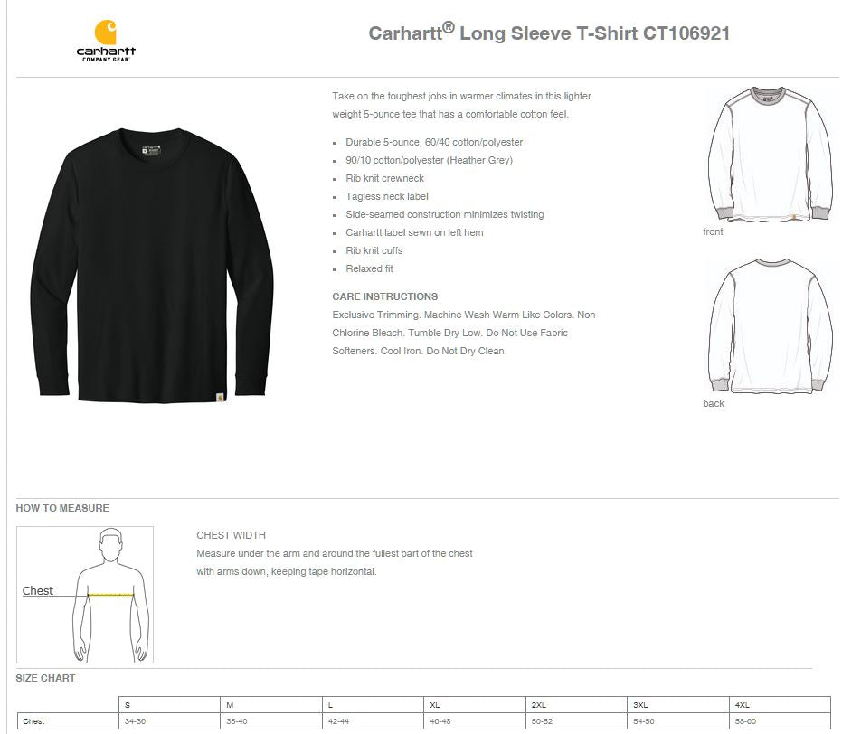 Illinois Department of Agriculture Carhartt® Long Sleeve T-Shirt (E.CT106921)