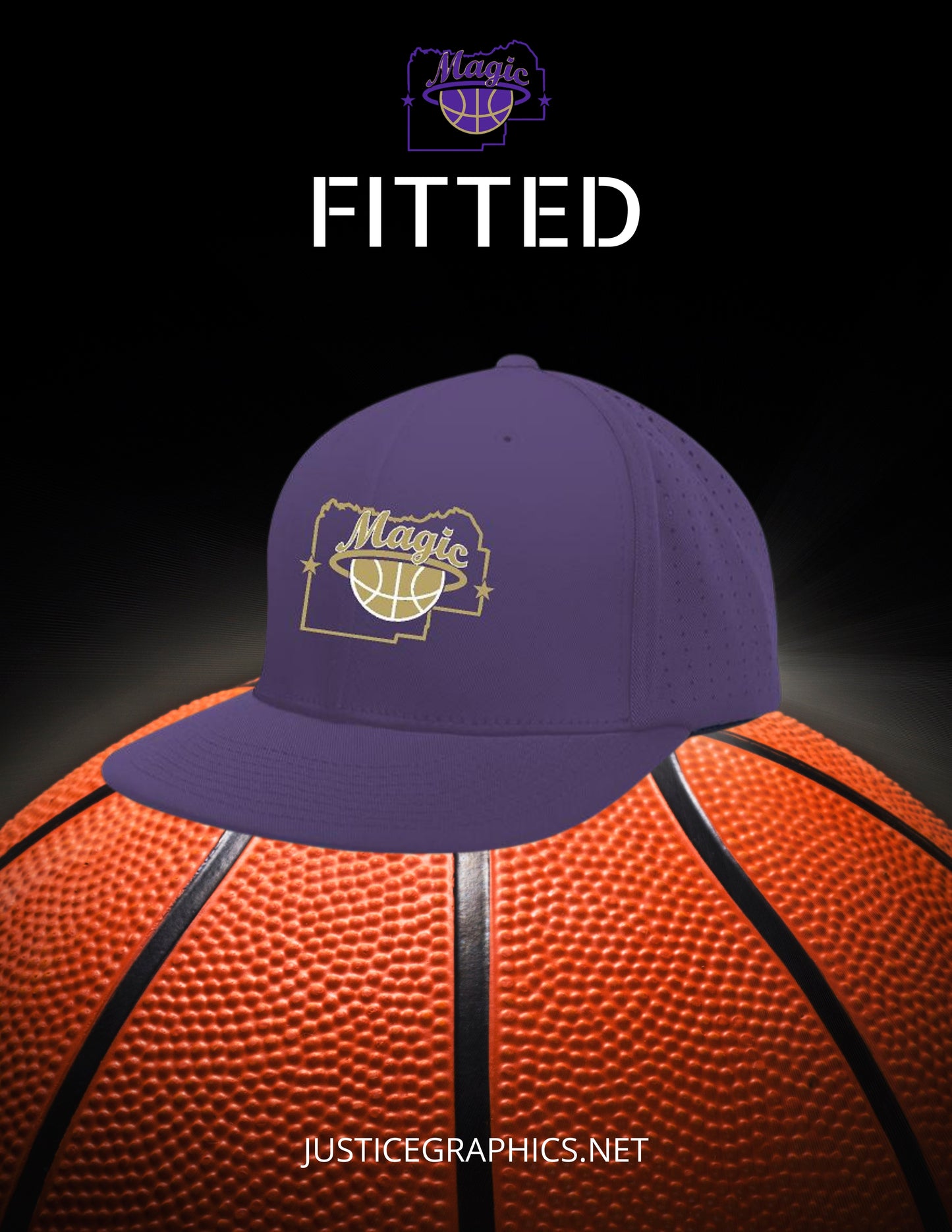 MENARD COUNTY MAGIC BASKETBALL PERFORATED PERFORMANCE FLEXFIT® CAP (E. ES474)