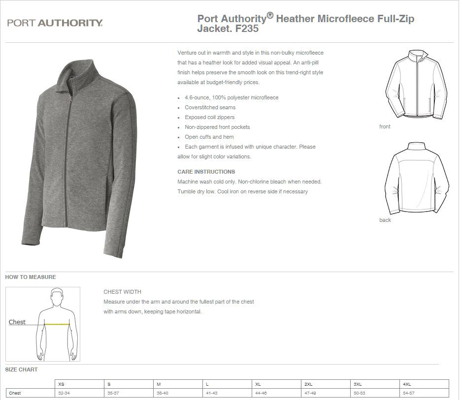 Illinois Department of Agriculture Port Authority® Heather Microfleece Full-Zip Jacket (E.F235)