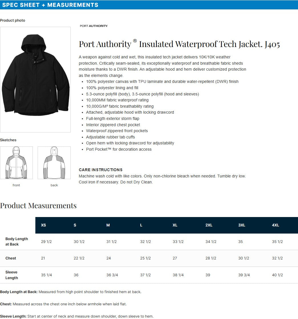MASCOT SALE Port Authority ® Insulated Waterproof Tech Jacket (EMB.J405)