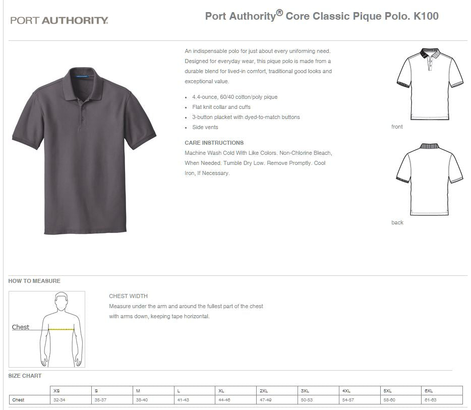 Illinois Department of Agriculture Port Authority® Core Classic Pique Polo (E.K100)