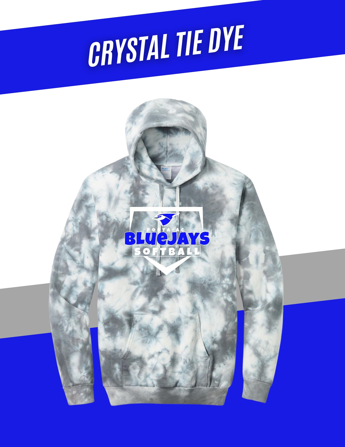 Porta Softball Port & Company® Crystal Tie-Dye Pullover Hoodie (P.PC144)