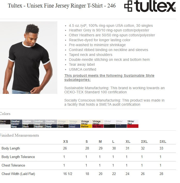 MASCOT SALE Unisex Fine Jersey Ringer T-Shirt (P.246)