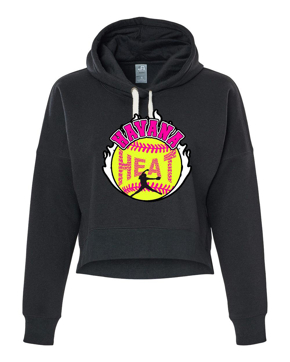 HAVANA HEAT SOFTBALL Women's Crop Hooded Sweatshirt (P.8853)
