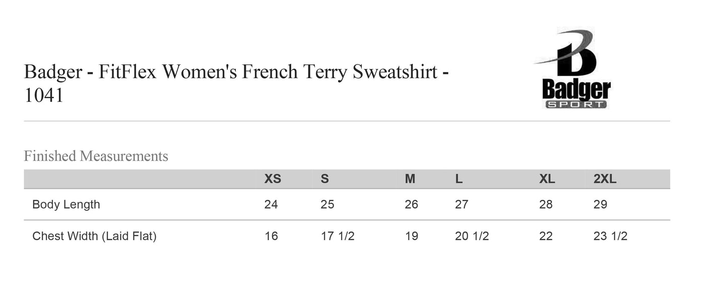 WRIGHTS PERSONAL FITNESS LADIES FRENCH TERRY SWEATSHIRT (P.1041)