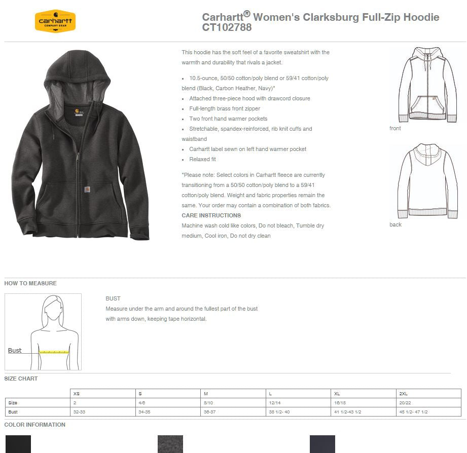 PPFD Carhartt® Women’s Clarksburg Full-Zip Hoodie (P. CT102788)