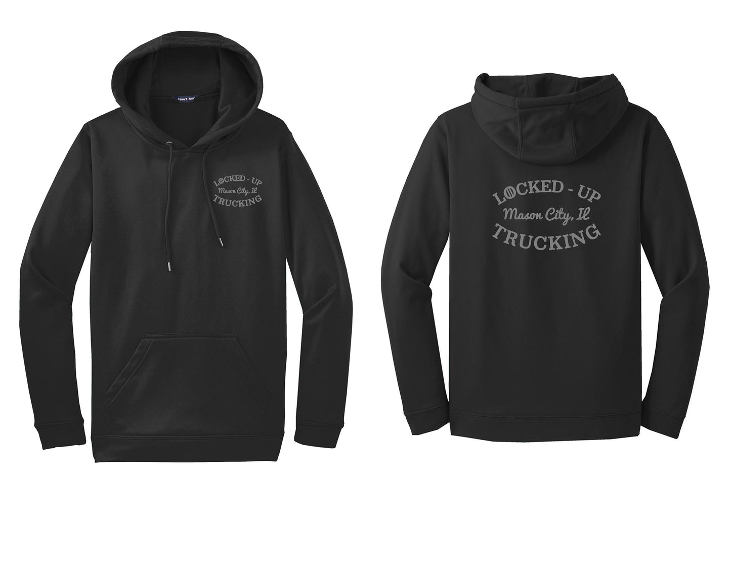 LOCKED-UP TRUCKING UNISEX PERFORMANCE HOODIE GREY LOGO (P.ST.F244)