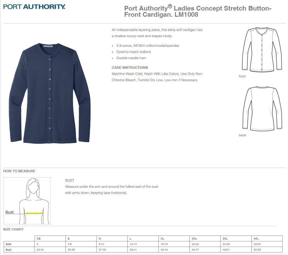 HSHS Port Authority® Ladies Concept Stretch Button-Front Cardigan (E. LM1008)