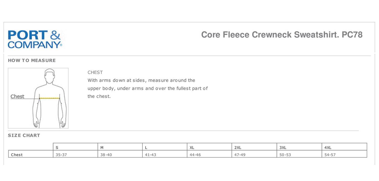 WRIGHTS PERSONAL FITNESS UNISEX CREW SWEATSHIRT (P.PC78)