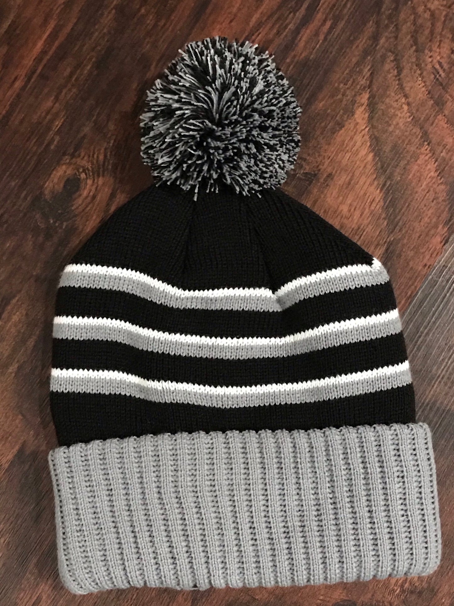 Stripe Pom Beanie With Cuff