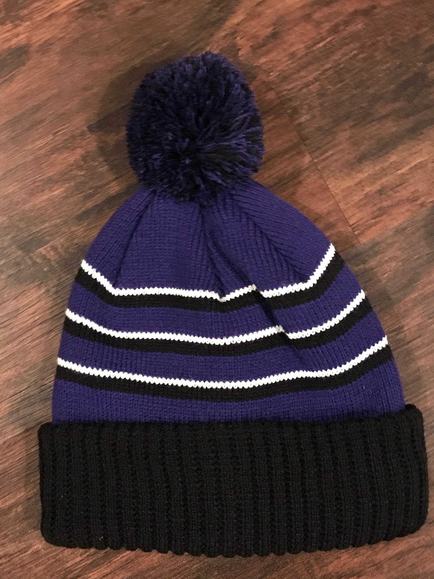 Stripe Pom Beanie With Cuff