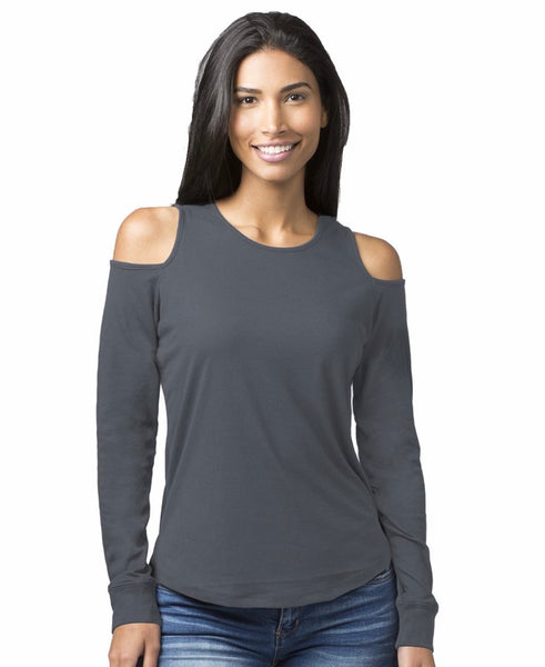 JWZUY Womens Cold Shoulder Long Sleeve T Shirts Casual Plain