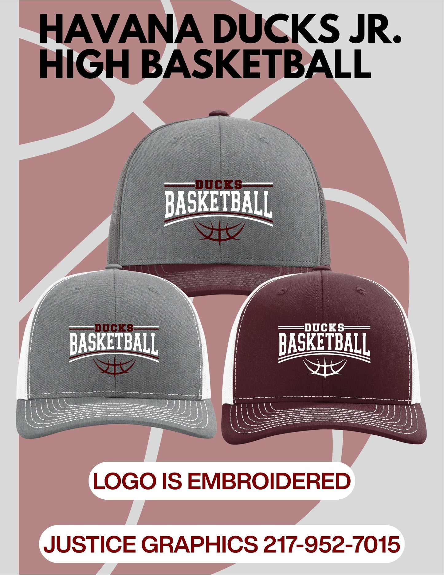 Havana Ducks Jr. High Basketball Richardson UNFITTED HAT (E.112)