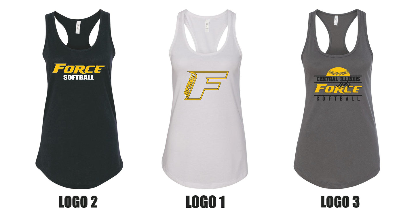 CENTRAL IL LADY FORCE SOFTBALL Next Level Women's Racerback Tank  (P.1533)