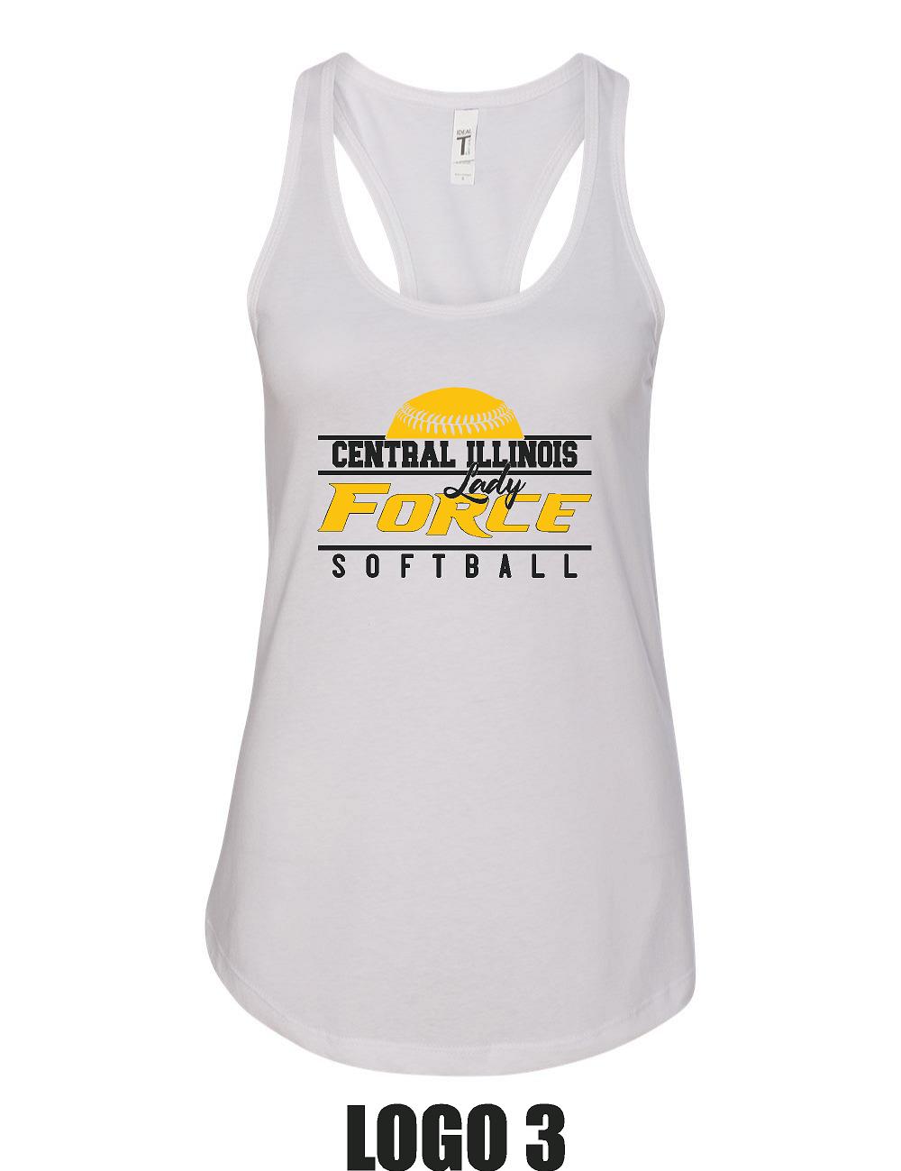 CENTRAL IL LADY FORCE SOFTBALL Next Level Women's Racerback Tank  (P.1533)